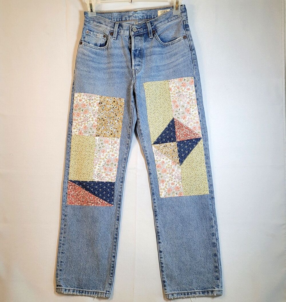 Levi's 501 NWOT 150th Anniversary 90s Patchwork Jeans Road Tripping Size 26"x30”
